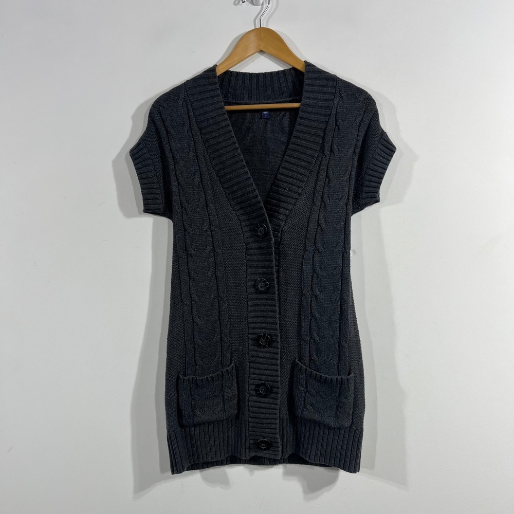 Gap Y2K Fisherman Twee Granola Cable Knit Elana Boho Cardigan Sweater Small